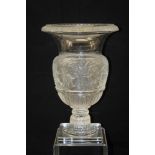 Impressive Lalique Versailles pattern glass vase of classical baluster form with gadrooned rim,