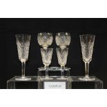 Collection of good quality Waterford crystal tableware, comprising seven hock glasses,