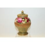 Royal Worcester pot pourri vase and cover with gilt wrythen decoration to cover and body.