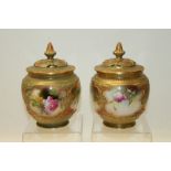 Pair of Royal Worcester pot pourri vases and covers,