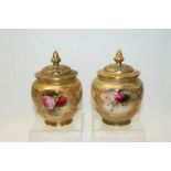 Pair of Royal Worcester pot pourri vases and covers,