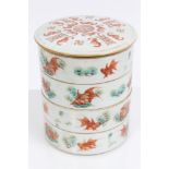 Late 19th century Chinese porcelain food / spice tower of cylindrical form,