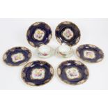 Six late 19th century Meissen porcelain tea plates with finely painted floral spray reserves on