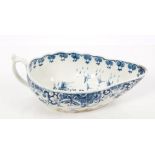 18th century Worcester blue and white fluted sauce boat decorated with doughnut tree decoration, 18.