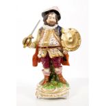 18th century Derby figure of Falstaff with polychrome decoration - incised on base - No.