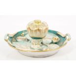 18th century Chelsea porcelain inkwell with green,