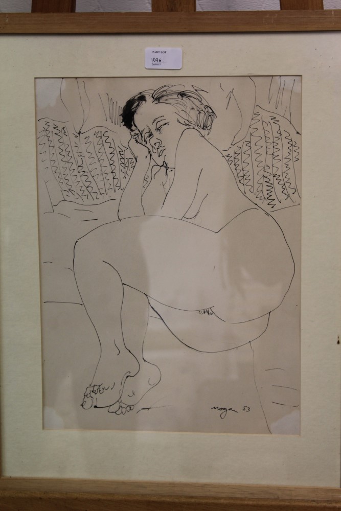 *Glyn Morgan (1926 - 2015), pen on paper - Female nude study, signed and dated '53, 37cm x 27cm, - Image 6 of 7