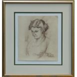 *Dame Laura Knight (1877 - 1970), pencil portrait of a lady,