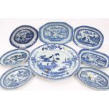 18th century Chinese export blue and white charger of silver shape,