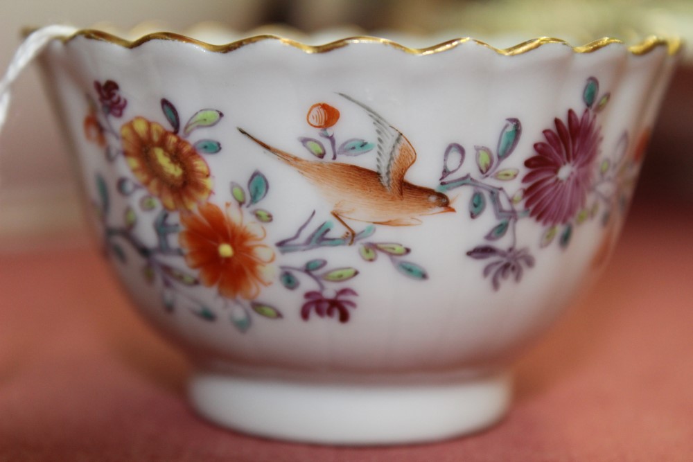 Mid-18th century Chinese Export famille rose fluted tea bowl and saucer, - Image 2 of 9