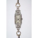 Art Deco ladies' diamond and platinum 'Tegra' cocktail wristwatch,