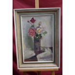 McKenna, 20th century oil on board - still life of roses, signed, framed,