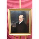 Mid-19th century English School oil on canvas - portrait of a gentleman in black coat,