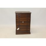 Early 20th century mahogany museum display cabinet, having ten drawers, each with glazed cover,