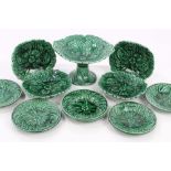 Unusual 19th century Staffordshire green glazed leaf moulded miniature dessert service - comprising