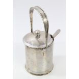 Late 19th / early 20th century Chinese white metal pot of cylindrical form, with swing handle,