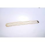 Cultured pearl two-strand necklace, with two strings of graduated cultured pearls, 7.5mm to 3.