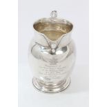 Edwardian silver milk jug of baluster form,