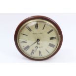 19th century circular wall clock with painted dial, signed - Gutteridge Colchester,