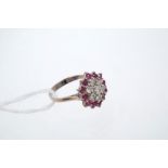 Ruby and diamond cluster ring,