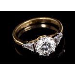 Diamond single stone ring with a brilliant cut diamond estimated to weigh approximately 1.