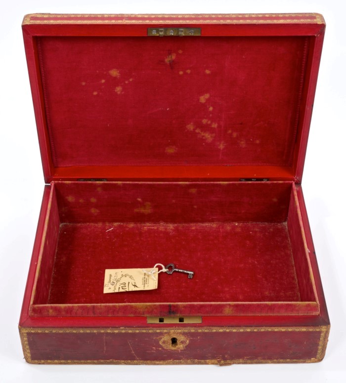 Victorian red Morocco leather-covered document box of rectangular form, - Image 2 of 2