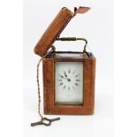 Victorian brass carriage clock with white enamel dial, retailed by Barraud & Dundas, London,