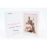 HRH The Prince of Wales - signed Christmas card with gilt embossed Prince of Wales feather cipher