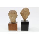 Probably After the Antique: Two Grand Tour marble classical female heads mounted on display