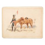 Orlando Norrie (1832 - 1901), watercolour - Indian Lancer, signed, 10.5cm x 13.