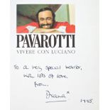 Diana Princess of Wales - signed and inscribed book - Pavarotti Vivere Con Luciano,