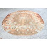 Impressive massive antique French aubusson carpet of oval form,