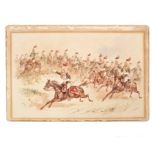 Orlando Norrie (1832 - 1901), watercolour - Royal Horse Guards charging, signed, 20cm x 30cm,
