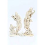 Three late 19th / early 20th century Japanese ivory okimonos - the first depicting a man being