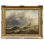 John Moore of Ipswich (1820 - 1902), oil on canvas - shipping in rough seas, signed, in gilt frame,