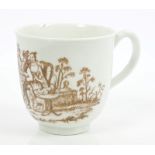 18th century rare Worcester coffee cup with notched loop handle,