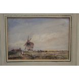 Circle of David Cox (1783 - 1859), watercolour - windmill,