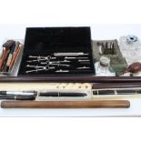 Collection of antique stationery equipment - including Montblanc Meisterstuck no.