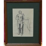 *Keith Vaughan (1912 - 1977), pencil sketch - Study of a Nude, initialled verso, in glazed frame,