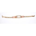 Art Deco ladies' gold (18ct) cocktail watch with rectangular dial,