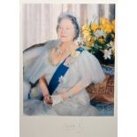 HM Queen Elizabeth The Queen Mother - large signed presentation portrait photograph of The Queen