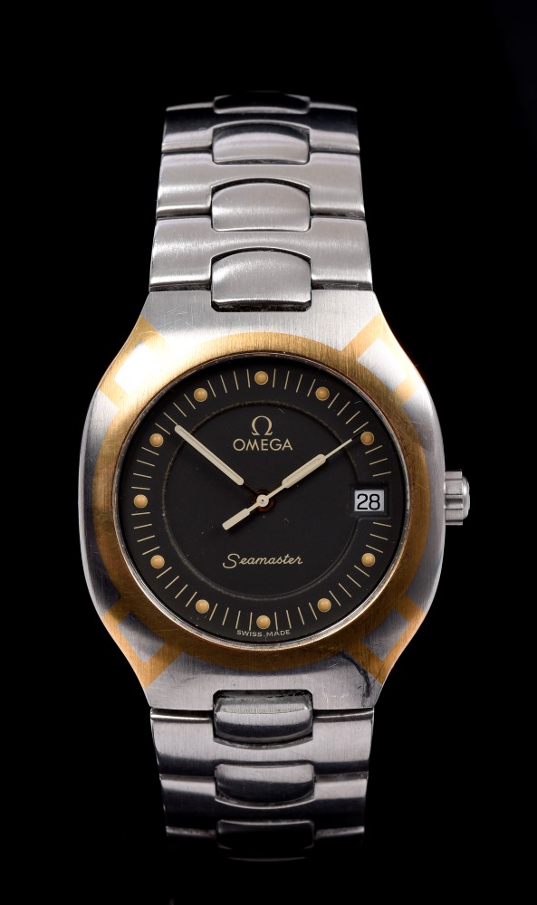 Gentlemen's Omega Seamaster Polaris Calendar wristwatch with steel and gilt case and integral steel