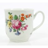 18th century Worcester coffee cup with notched loop handle,