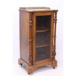 Good quality Victorian walnut and boxwood line-inlaid music cabinet,