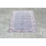 Persian part silk rug - navy group with dense allover flower-head and meander branchwork in