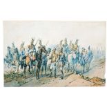 Orlando Norrie (1832 - 1901), watercolour - Les Cent Gardes, signed, 28cm x 43.