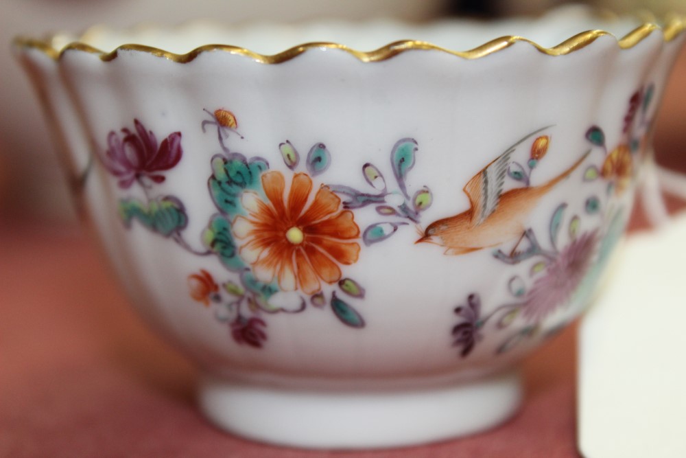 Mid-18th century Chinese Export famille rose fluted tea bowl and saucer, - Image 4 of 9