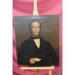 Pair mid-19th century English School oils on canvas - portrait of Mr and Mrs Drydale, inscribed,