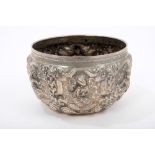 19th century white metal bowl of circular form,