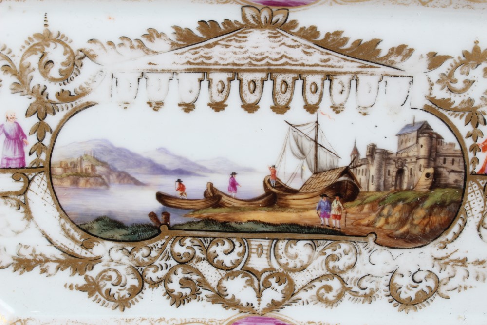 19th century German porcelain canted rectangular inkstand in the Meissen style, - Image 2 of 9